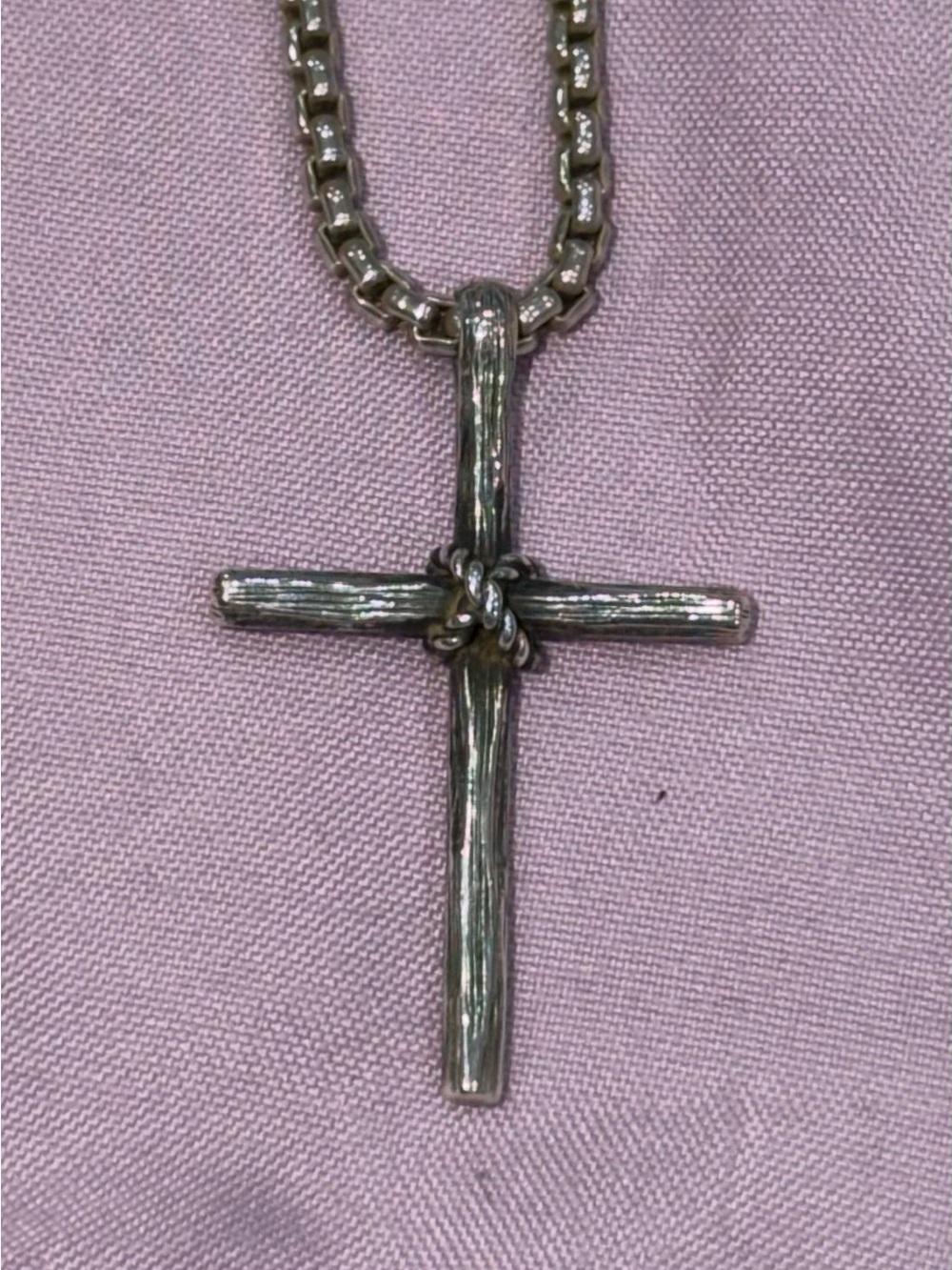 Sterling Silver Textured Cross Pendant Vintage Style